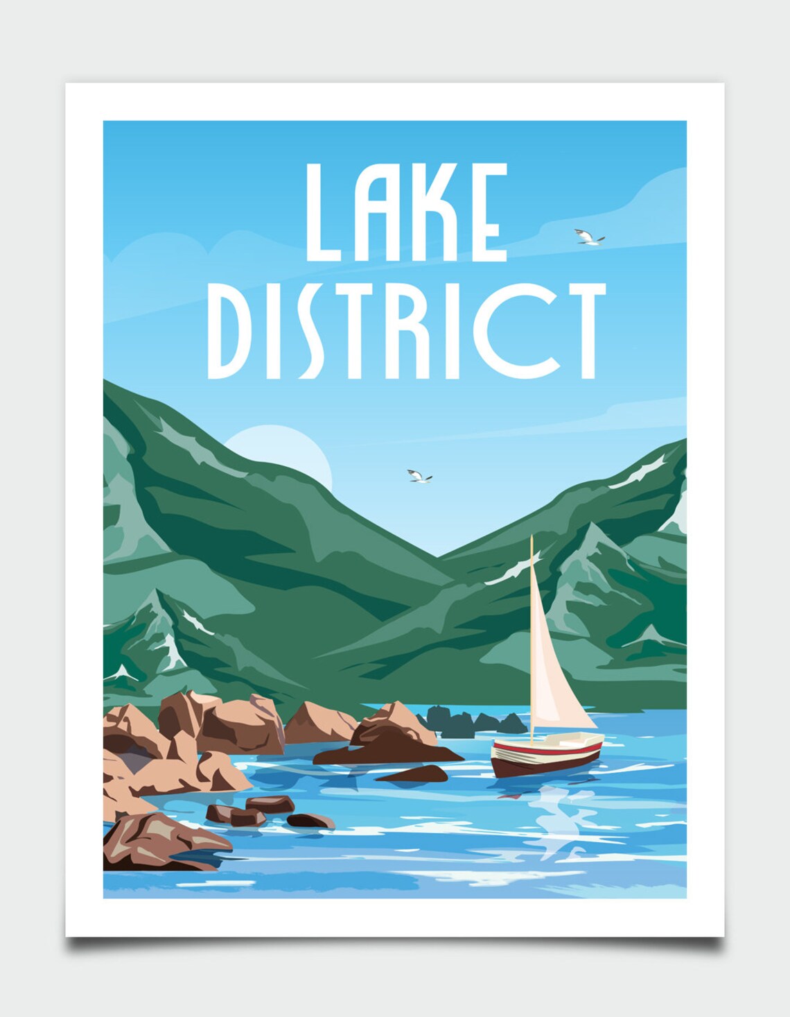 Lake District Travel Poster, Cumbrian Coastal Art Print - Image 3