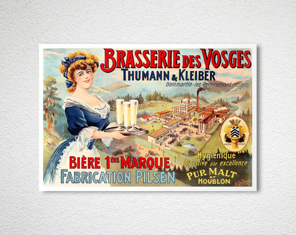 Brasserie des Vosges Thumann Kleiber Vintage French Beer Poster - Image 2