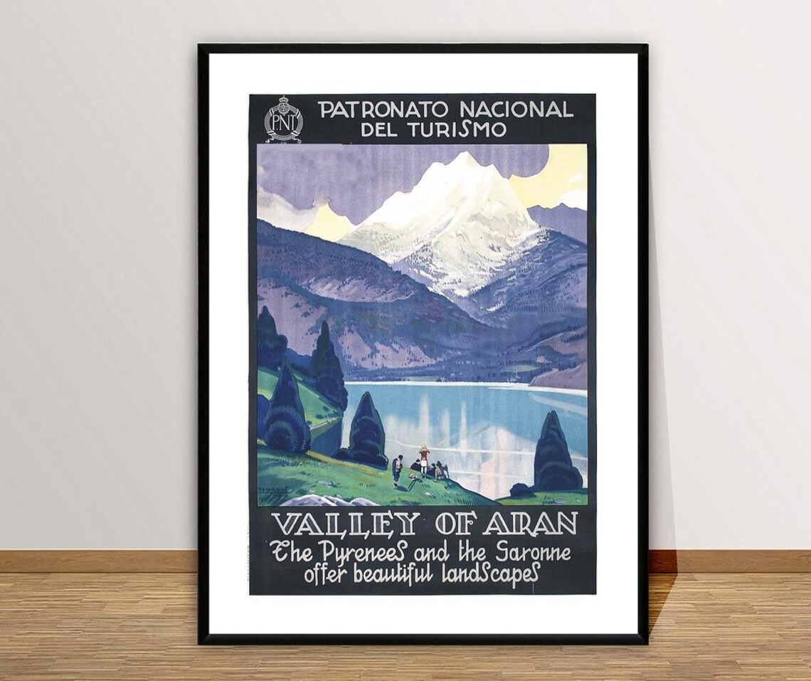 Valley of Aran Pyrenees Spain Mountain Lake Vintage Travel Poster - Image 3