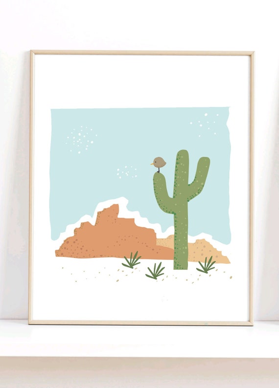 Desert Cactus Baby Room Print Nursery Wall Art Matte Posters Boy Prints