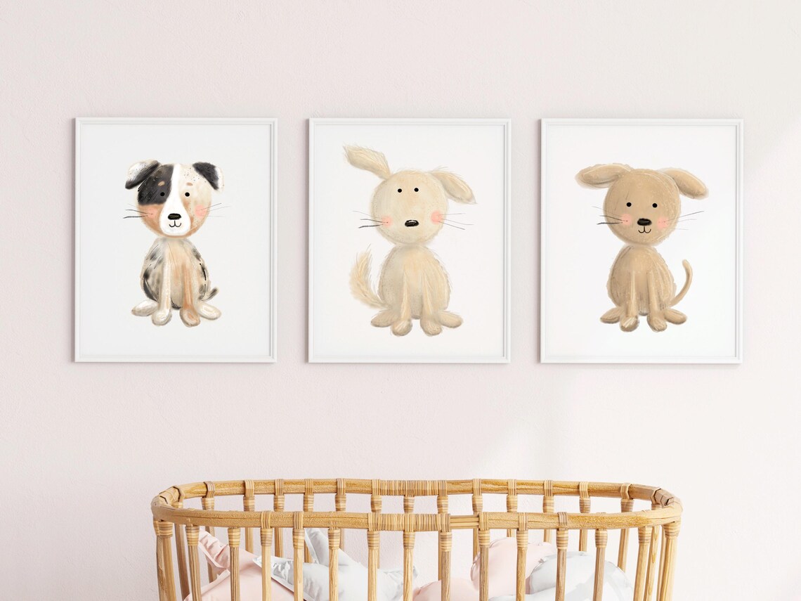 Aussie Puppy Nursery Art Print, Dog Border Decor - Image 2