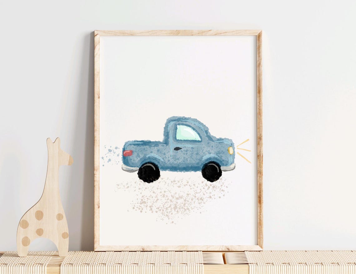 Trucks and Cars Boys Room Art Print