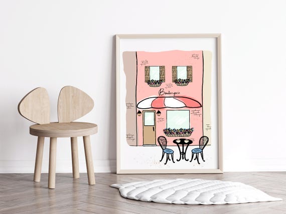 French Cafe Wall Art Paris Artwork Nursery Print Theme Decor Inspired