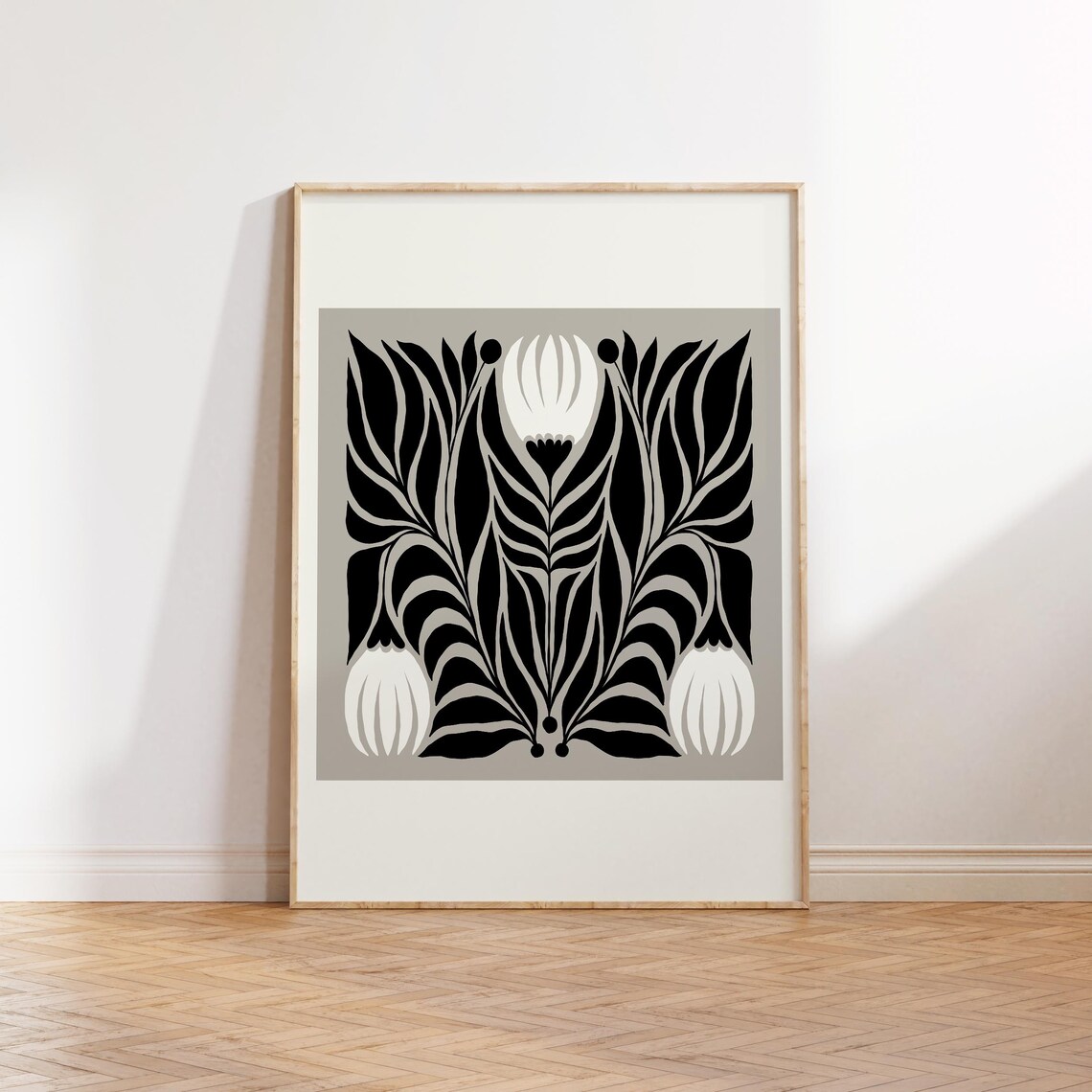 Black And White Floral Art Print, Abstract Flowers