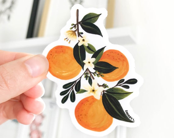 Orange Blossom Vinyl Sticker Citrus Fruit Waterproof Die Cut Durable Sticker Water Bottle Laptop Notebook Planner Cell Phone