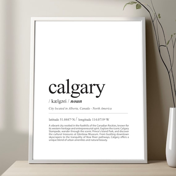 Calgary City Definition Print Poster Minimalist Black And White