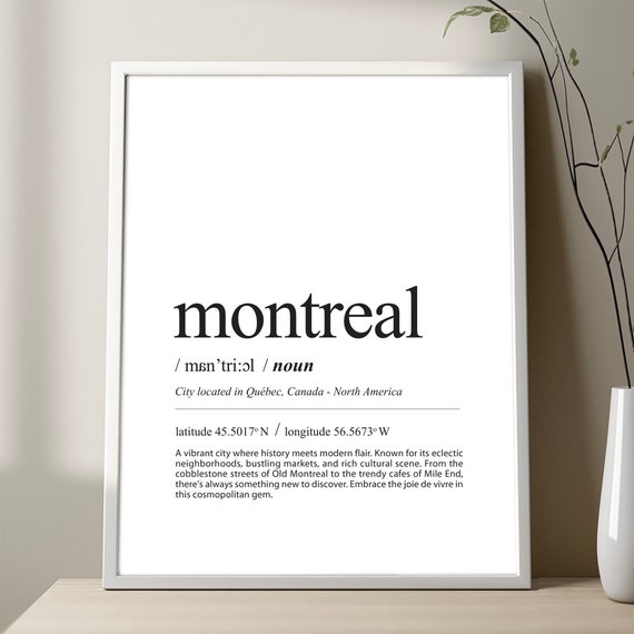 Montreal Definition Poster, Minimalist City Print