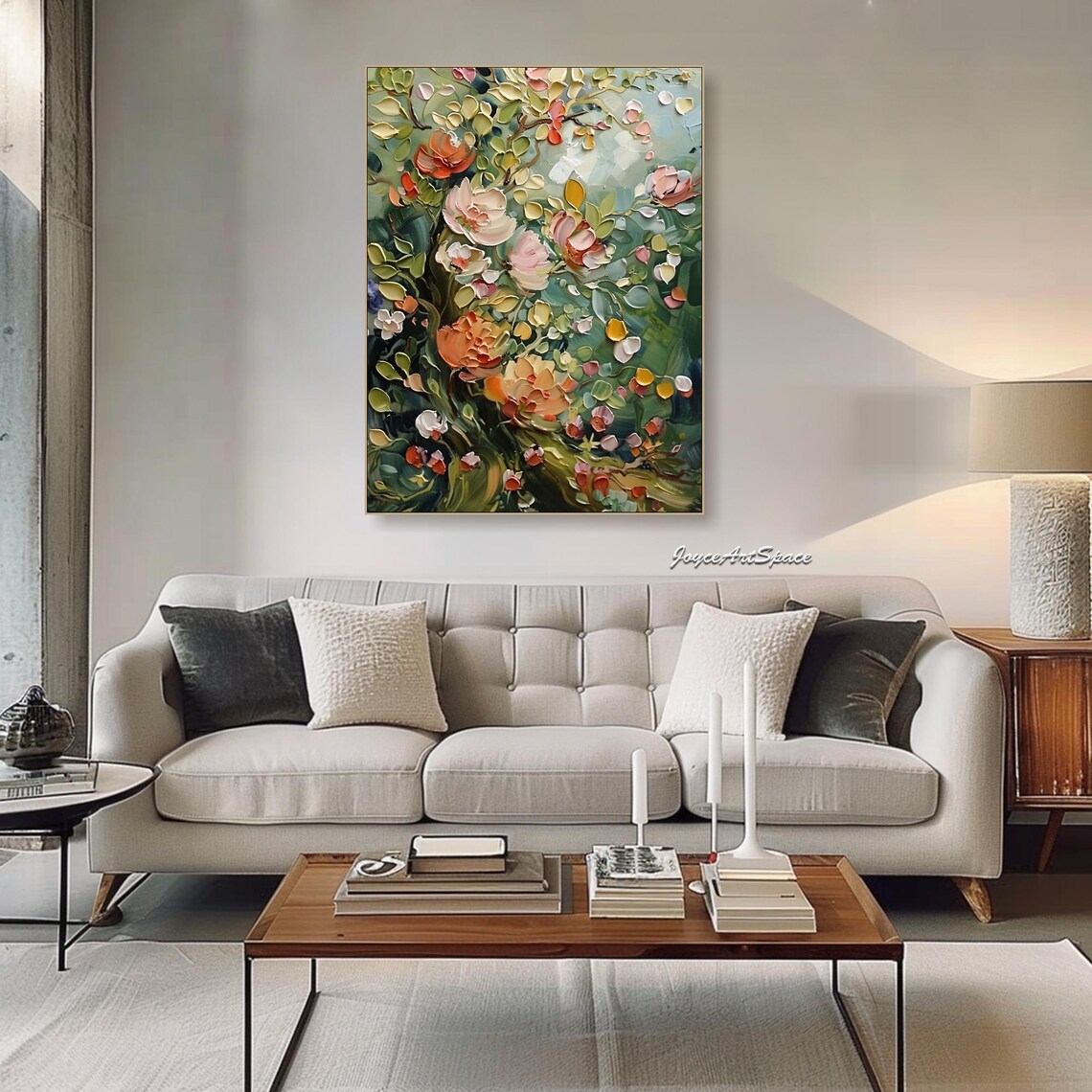 Abstract Floral Oil Painting, Vintage Bedroom Art Print - Image 5