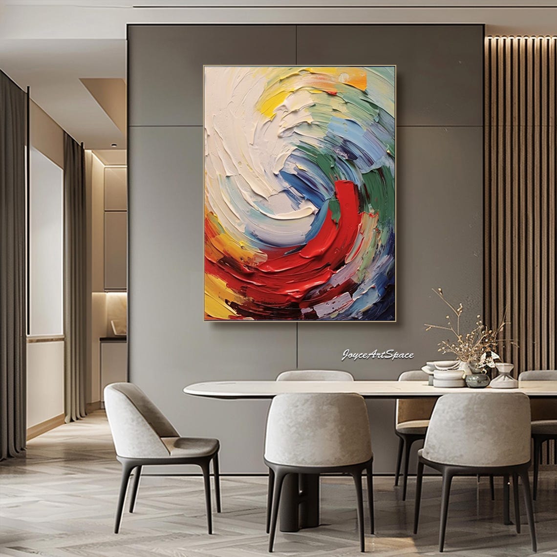 Colorful Swirl Vortex Abstract 3D Palette Knife Impasto Wall Art - Image 2