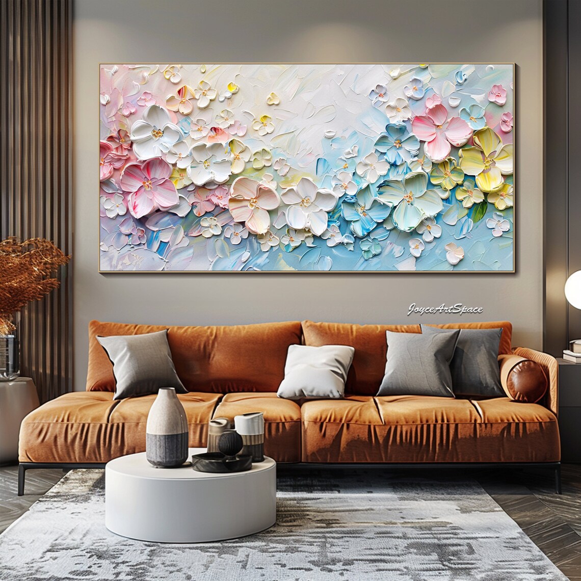 Pastel 3D Petal Flowers Spring Textured Floral Oil Painting Poster - Image 2