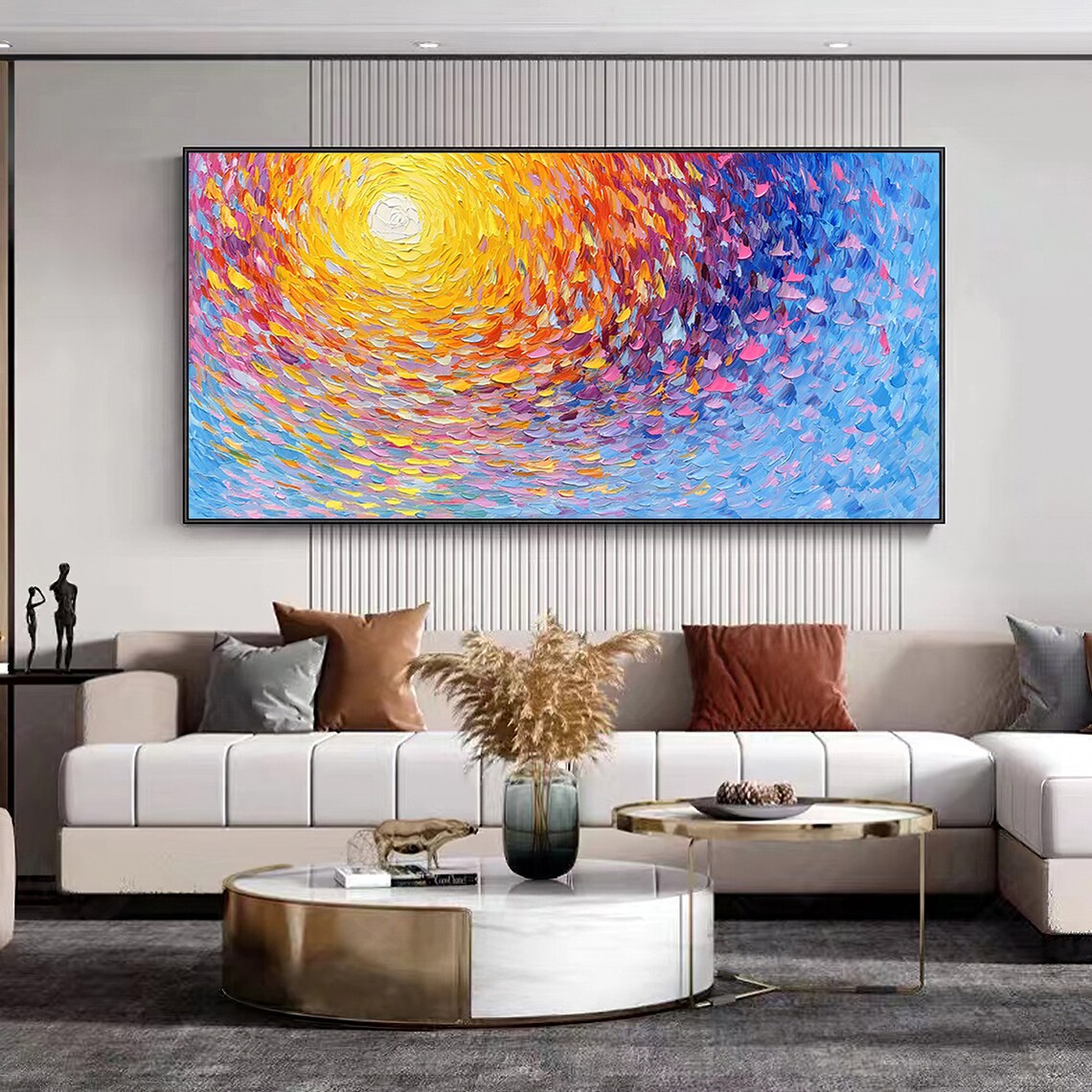 Radiant Sunburst Abstract Swirl 3D Palette Knife Impasto Wall Art - Image 4
