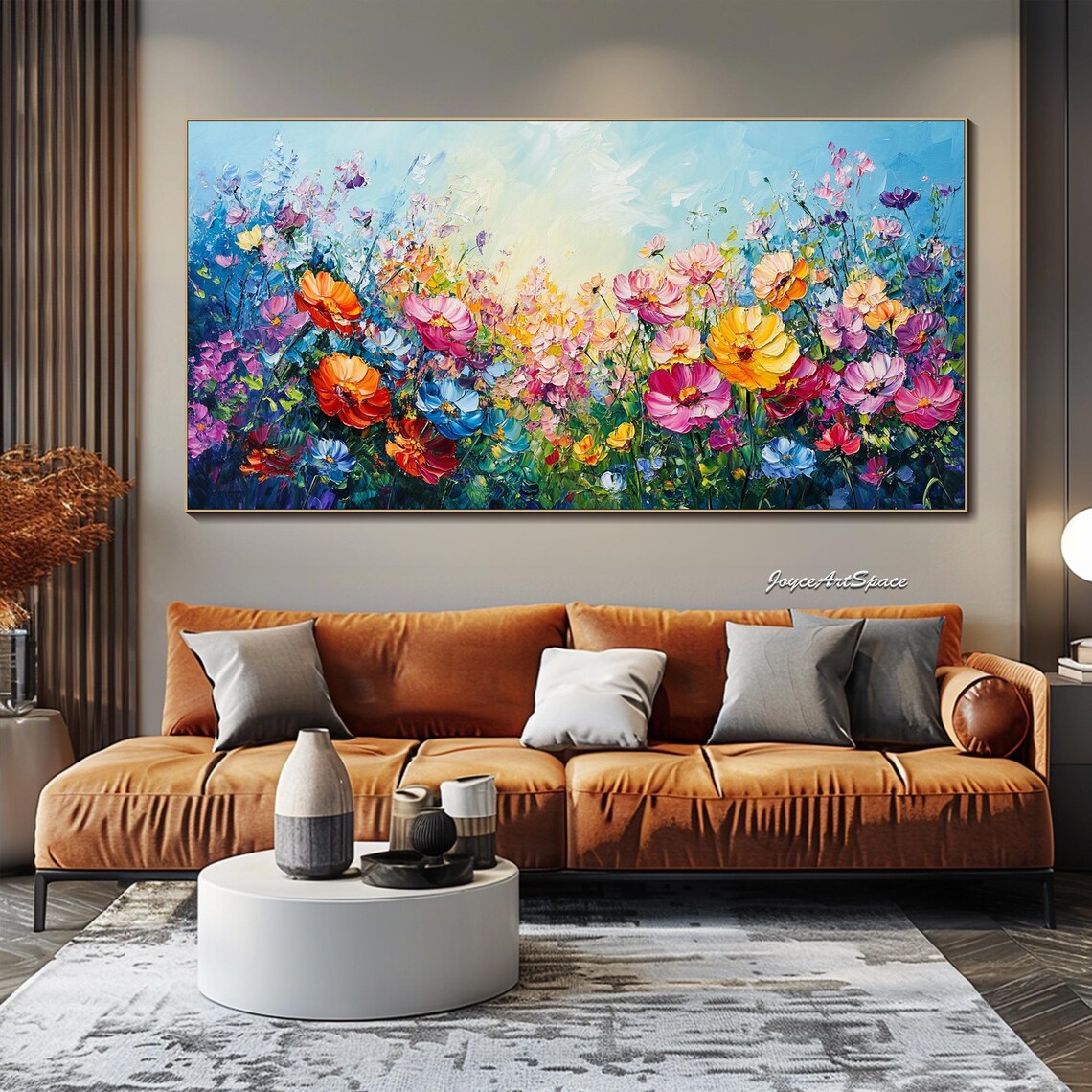 Bright Wildflower Meadow Sunny Sky Textured 3D Floral Art Poster - Image 4
