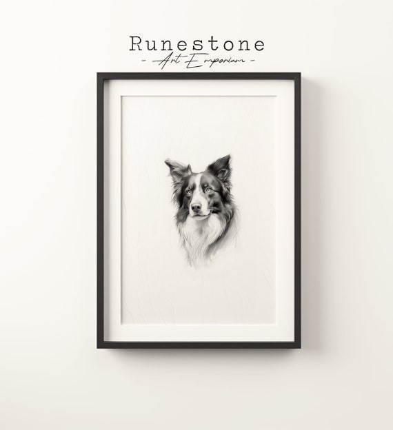 Vintage Dog Sketch Print Sheepdog Wall Art Minimalist Animal Drawing