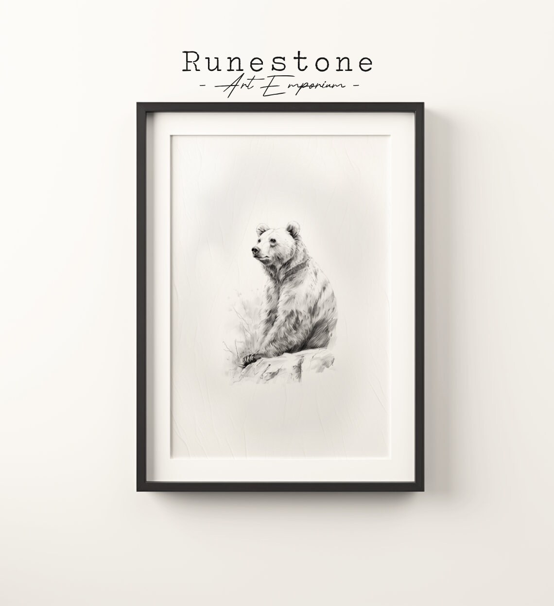 Minimalist Bear Sketch Art Print, Neutral Nursery