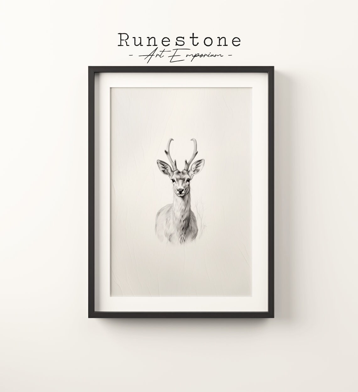Minimalist Deer Sketch Art Print, Neutral Nursery