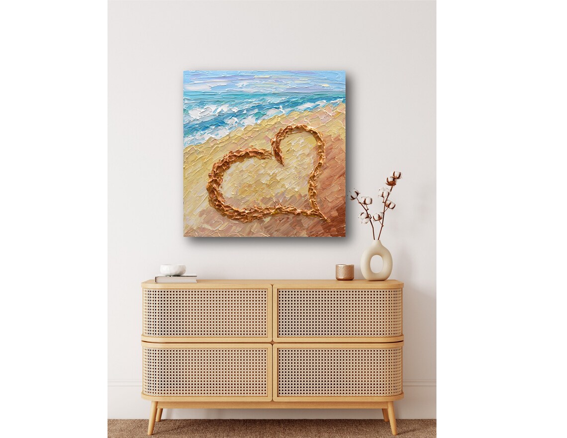 Heart On The Beach Art Print, Sandy Love Friendship - Image 2