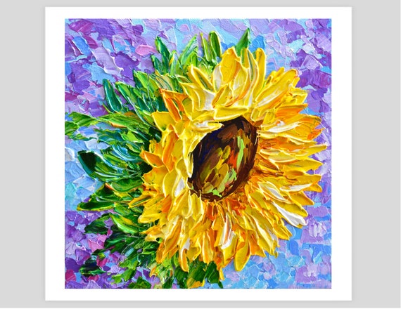 Sunflower Fine Art Print Fall Wall Dcor Colorful Floral Wall Hangings Van Gogh Inspired
