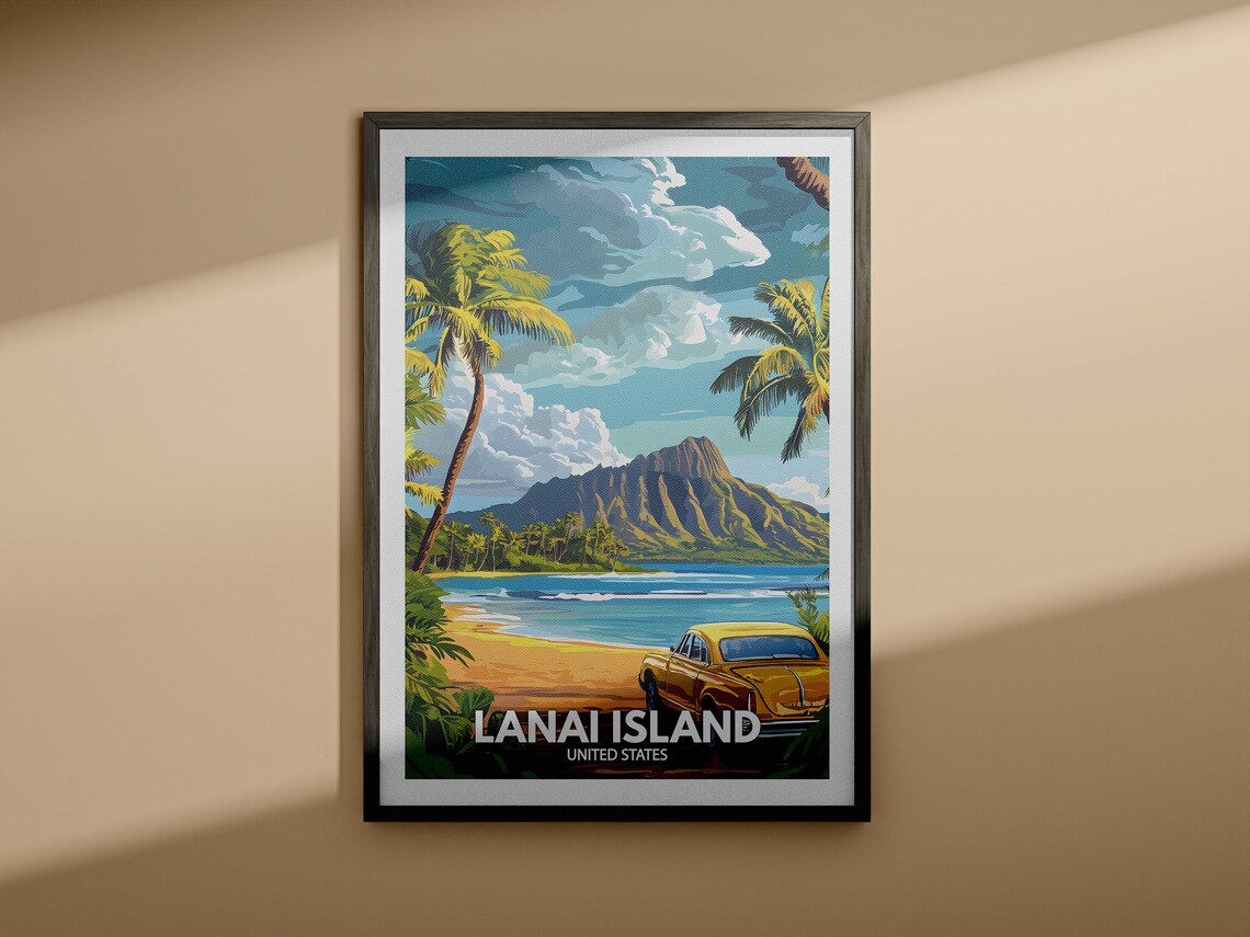 Lanai Island Print United States Lanai Island Poster United States Poster Natural Island Wall Art Seaside Art Decor - Image 3