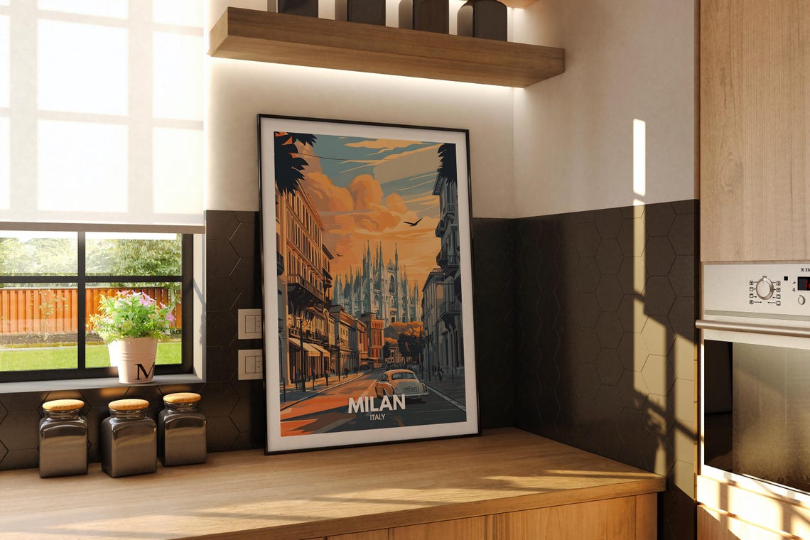 Milan Travel Print Italy Milan Travel Poster Italy Travel Poster Italy Cityscape Wall Art Unique City Decor - Image 2