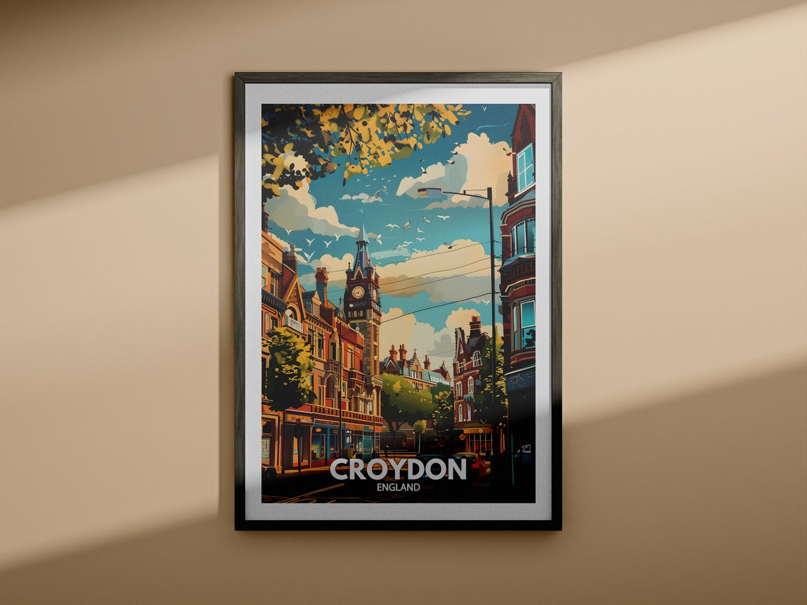 Croydon Travel Print England Croydon Art Poster England Travel Poster United Kingdom Wall Art English Art Decor - Image 3