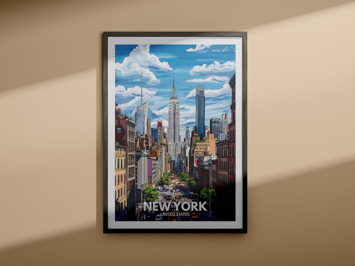 New York Travel Print United States New York Travel Poster United States Travel Poster United States Cityscape Wall Art City Art Decor - Image 3