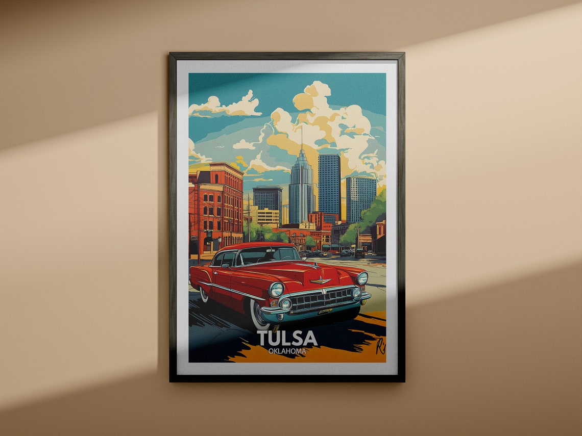 Tulsa Print Oklahama Tulsa Travel Poster Oklahama Travel Poster Oklahama Cityscape Wall Art Unique City Decor - Image 3