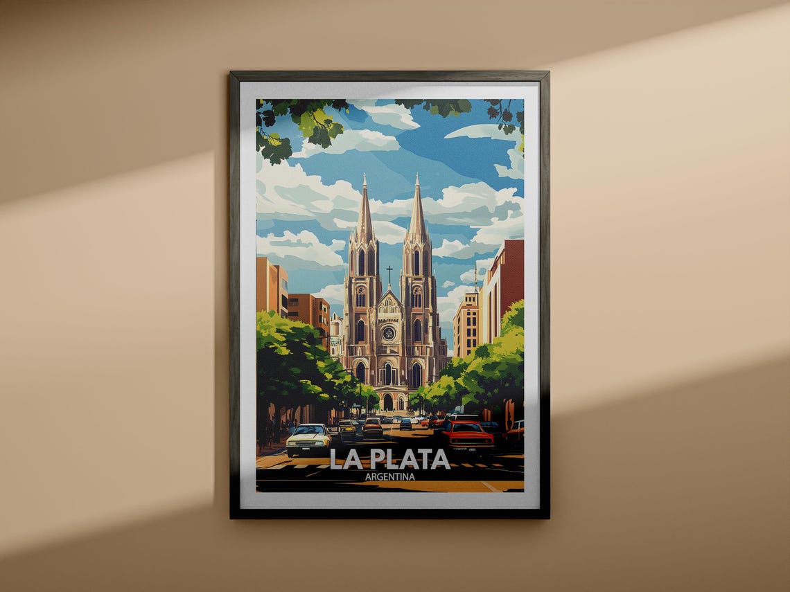 La Plata Travel Print Argentina La Plata Travel Poster Argentina Travel Poster Argentina Cityscape Wall Art Unique City Art Decor - Image 3