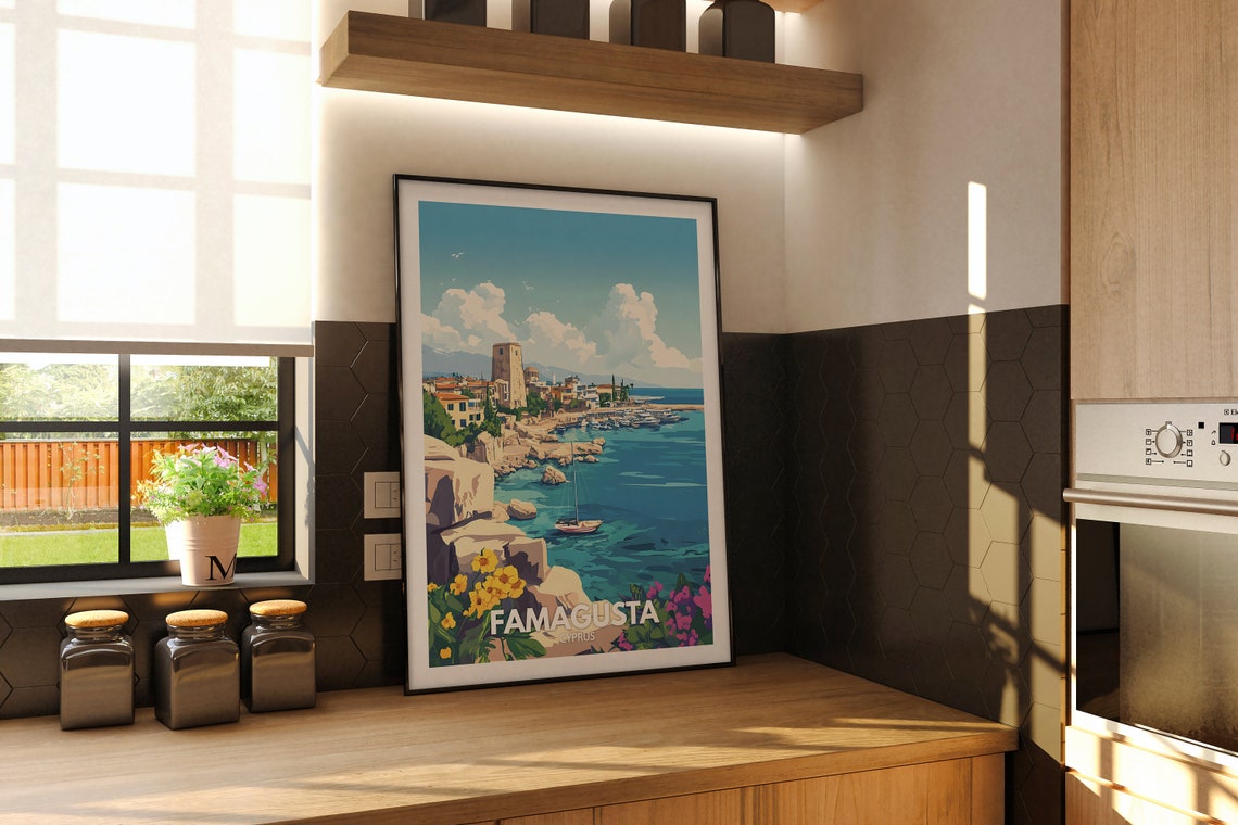 Famagusta Art Print Cyprus Famagusta Travel Poster Cyprus Travel Poster Cyprus Cityscape Wall Art Unique City Art Decor - Image 2