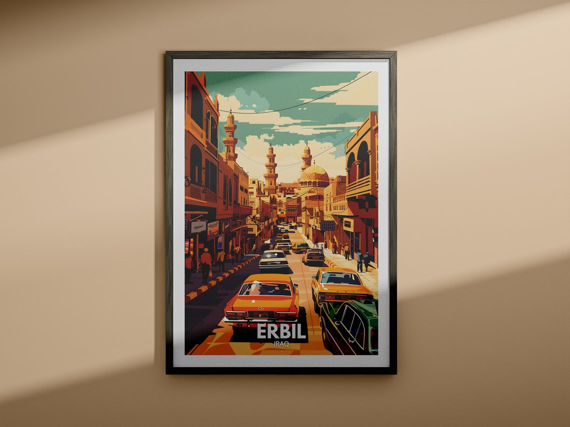 Erbil Print Iraq Erbil Travel Poster Iraq Travel Poster Iraq Cityscape Wall Art Unique City Decor - Image 3