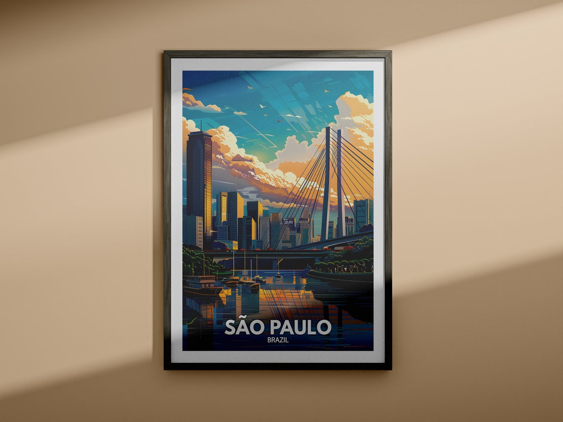 Sao Paulo Travel Print Brazil Sao Paulo Travel Poster Brazil Travel Poster Brazil Cityscape Wall Art Unique City Decor - Image 3