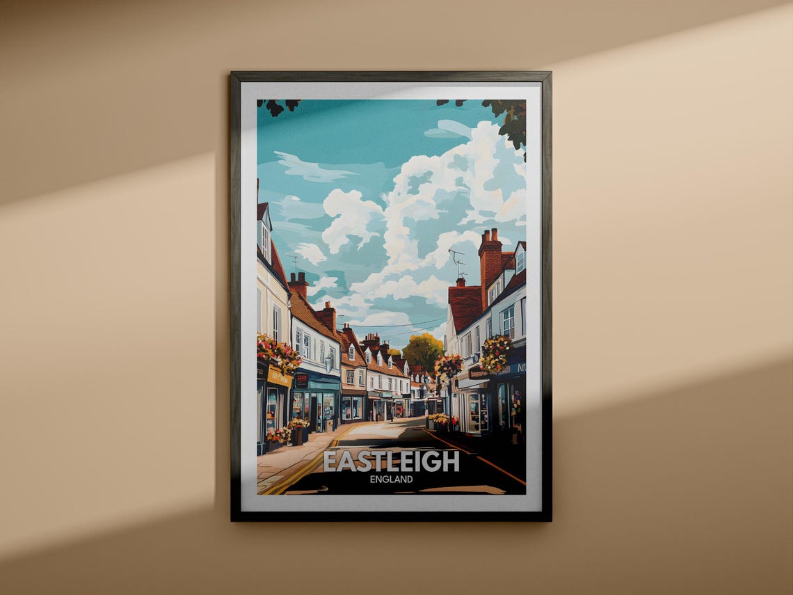 Eastleigh Travel Print England Eastleigh Travel Poster England Travel Poster United Kingdom Wall Art British Art Decor - Image 3