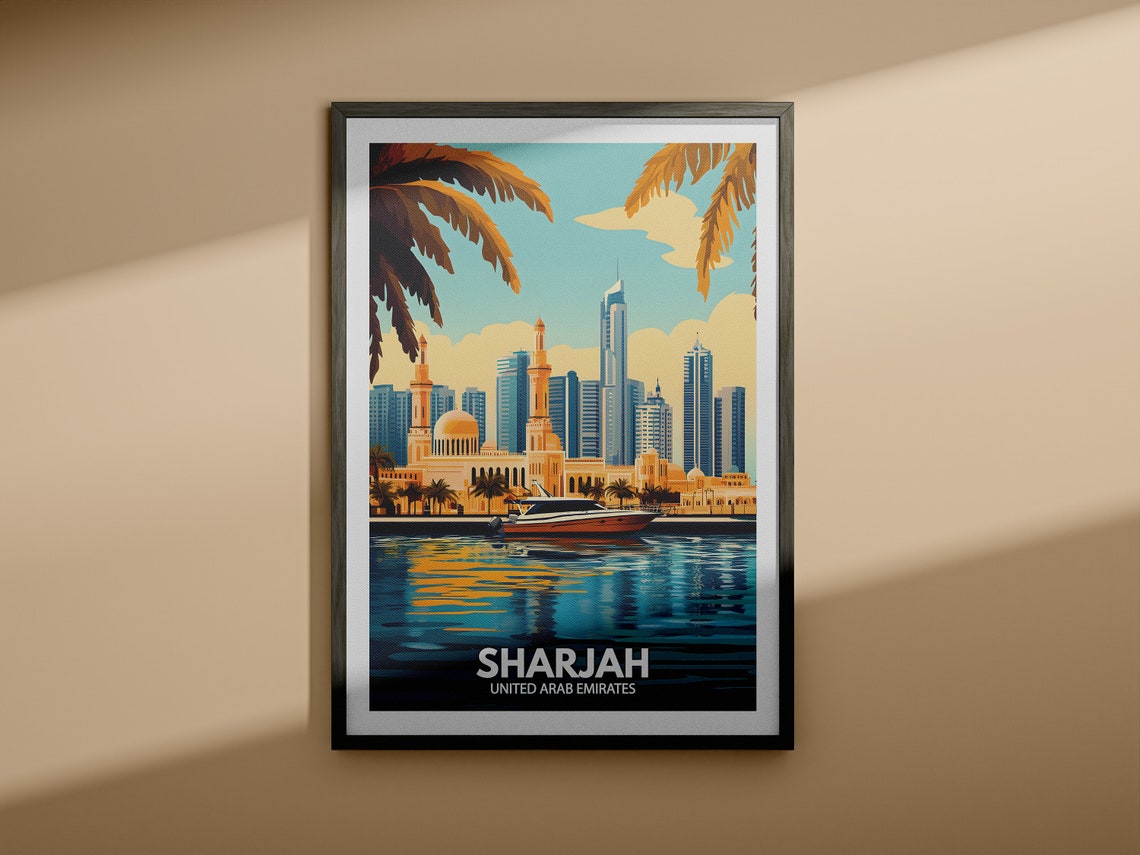 Sharjah Art Print United Arab Emirates Sharjah Poster United Arab Emirates Travel Poster United Arab Emirates Cityscape Wall Art - Image 3