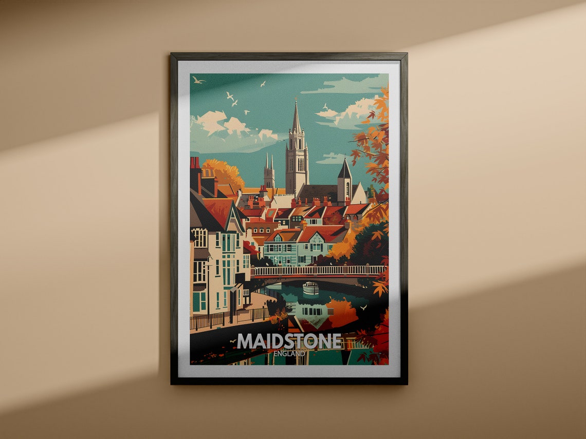 Maidstone Art Print England Maidstone Art Poster England Travel Poster United Kingdom Wall Art English Art Decor - Image 3