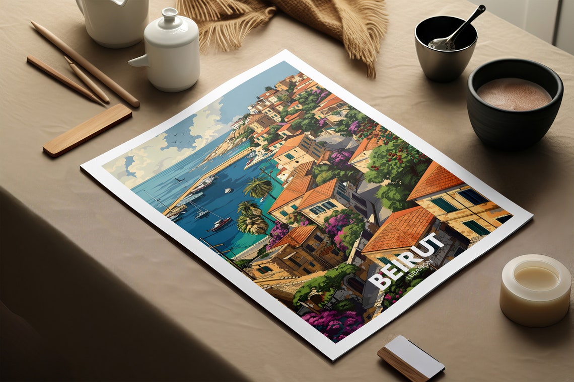 Beirut Travel Print Lebanon Beirut Travel Wall Poster Lebanon Travel Poster Lebanon Cityscape Wall Art Unique City Art Decor - Image 3