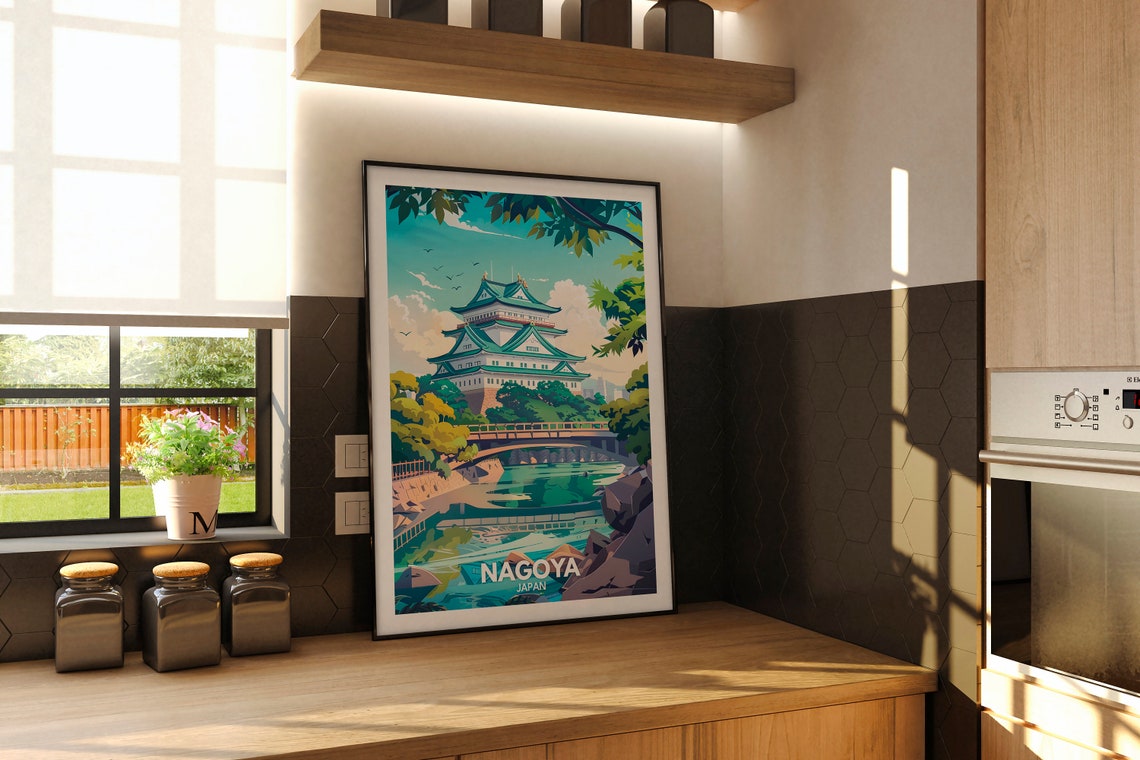 Nagoya Print Japan Nagoya Travel Poster Japan Travel Poster Japan Cityscape Wall Art Unique City Decor - Image 2