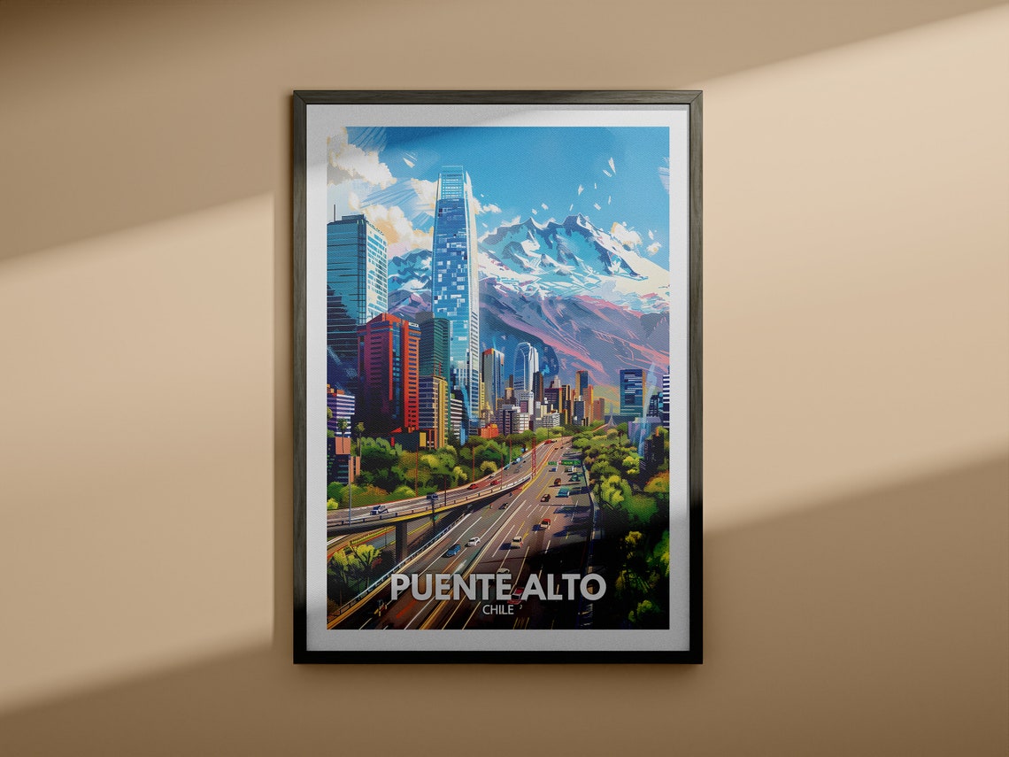 Puente Alto Print Chile Puente Alto Travel Poster Chile Travel Poster Chile Cityscape Wall Art Unique City Decor - Image 3