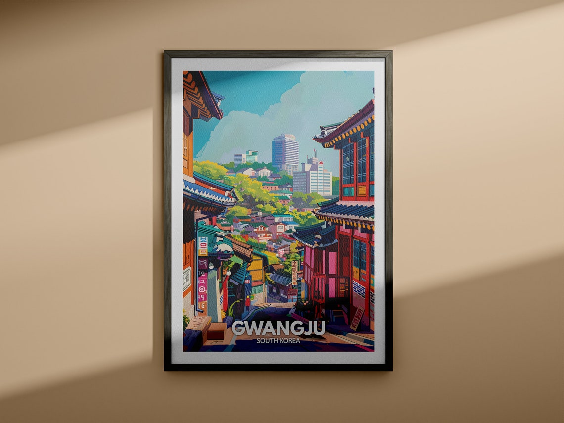Gwangju Print South Korea Gwangju Travel Poster South Korea Travel Poster South Korea Cityscape Wall Art Unique City Decor - Image 3