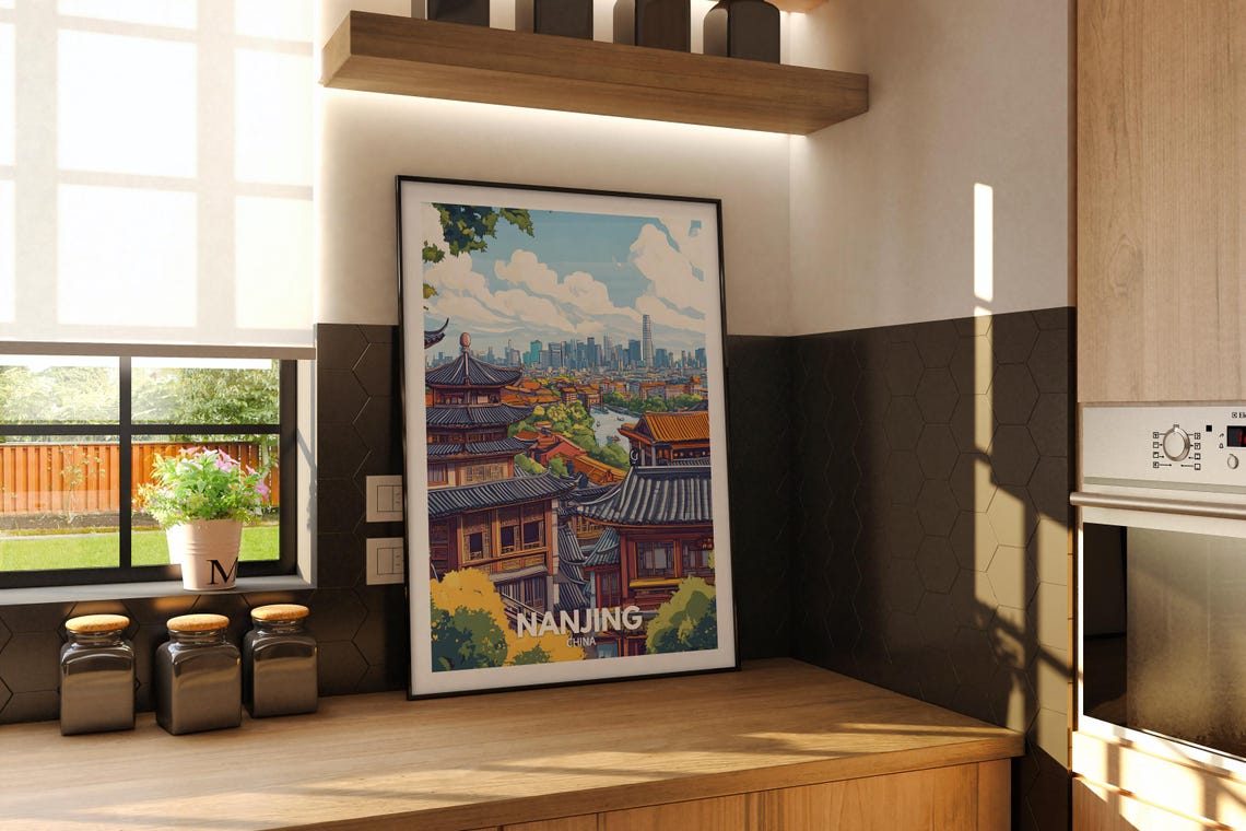 Nanjing Travel Print China Nanjing Travel Poster China Travel Poster China Cityscape Wall Art Unique City Art Decor - Image 2