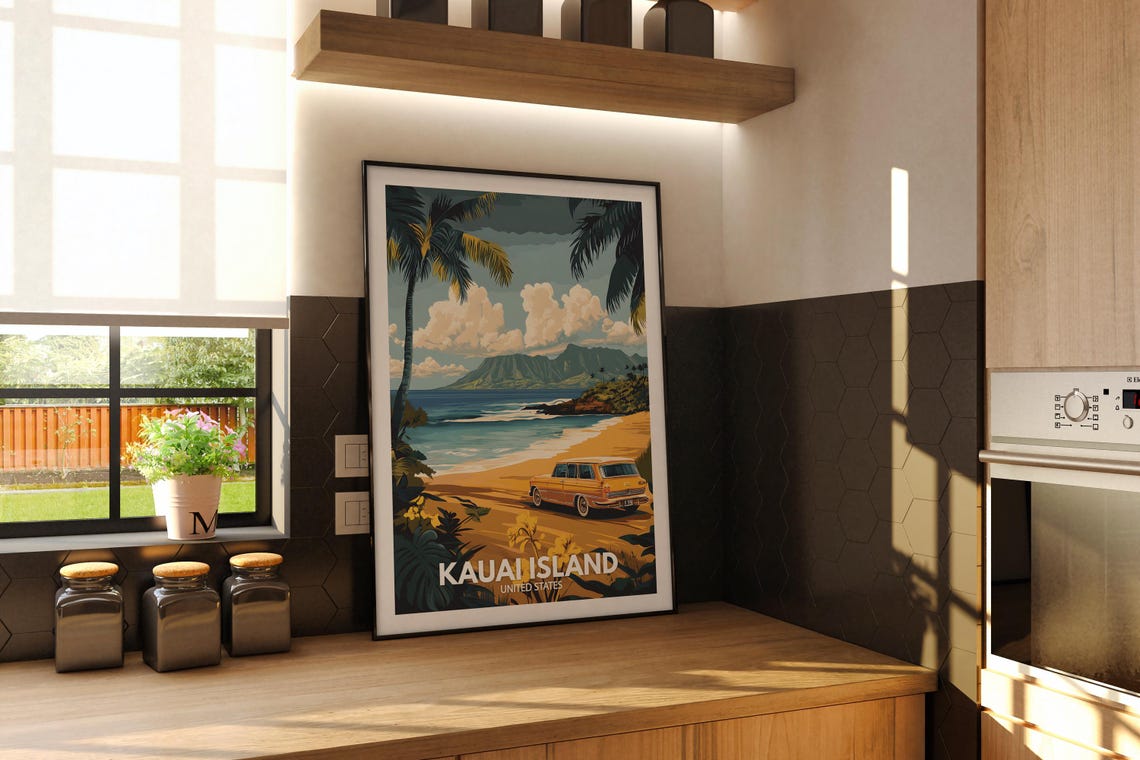 Kauai Island Print United States Kauai Island Poster United States Travel Poster Natural Island Wall Art Seaside Wall Art Decor - Image 2