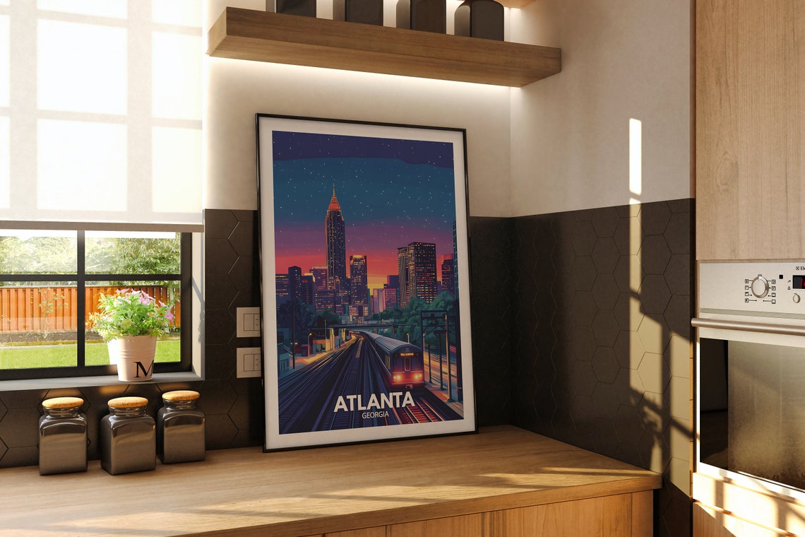 Atlanta Travel Print Georgia Atlanta Travel Poster Georgia Travel Poster Georgia Cityscape Wall Art Unique City Art Decor - Image 2