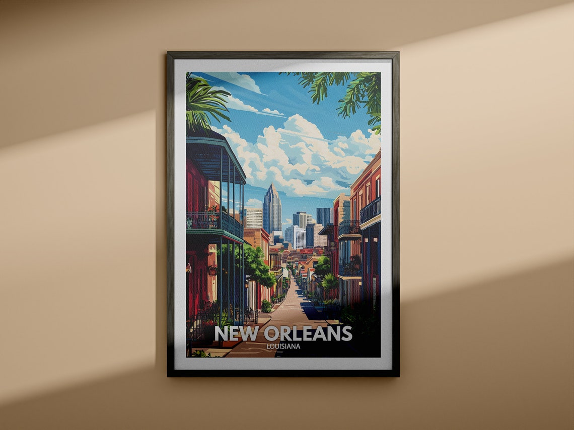 New Orleans Travel Print Louisiana New Orleans Travel Poster Louisiana Travel Poster Louisiana Cityscape Wall Art Unique City Decor - Image 3