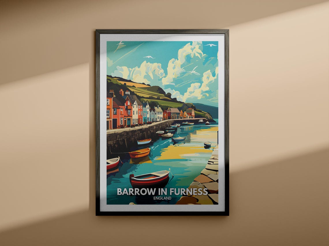 Barrow In Furness Travel Print England Barrow In Furness Travel Poster England Travel Poster United Kingdom Wall Art British Art Decor - Image 3