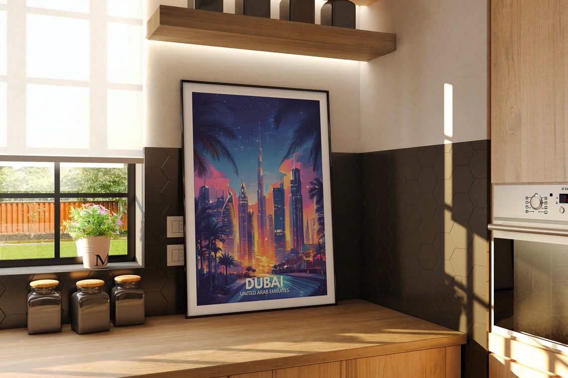 Dubai Print United Arab Emirates Dubai Travel Poster United Arab Emirates Travel Poster United Arab Emirates Cityscape Wall Art - Image 2