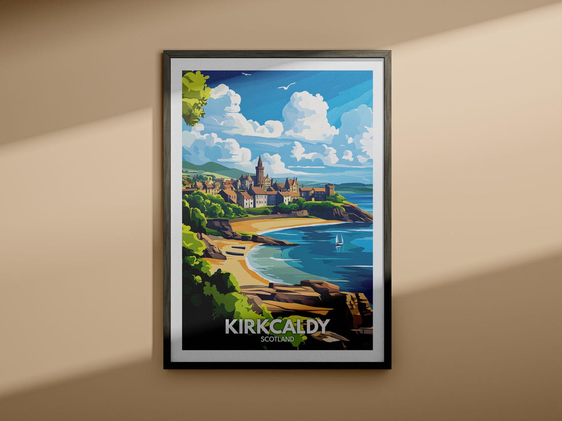 Kirkcaldy Travel Print Scotland Kirkcaldy Travel Poster Scotland Travel Poster United Kingdom Wall Art Scottish Art Decor - Image 3