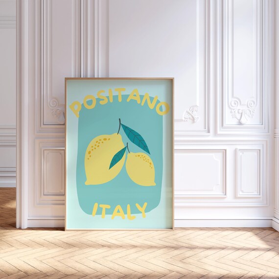 Positano Italy Fresh Lemon Citrus Trendy Botanical Art Poster