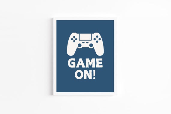 Blue Game Room Decor Poster Boys Bedroom Print Teen Art Games Gaming Wall Gift For