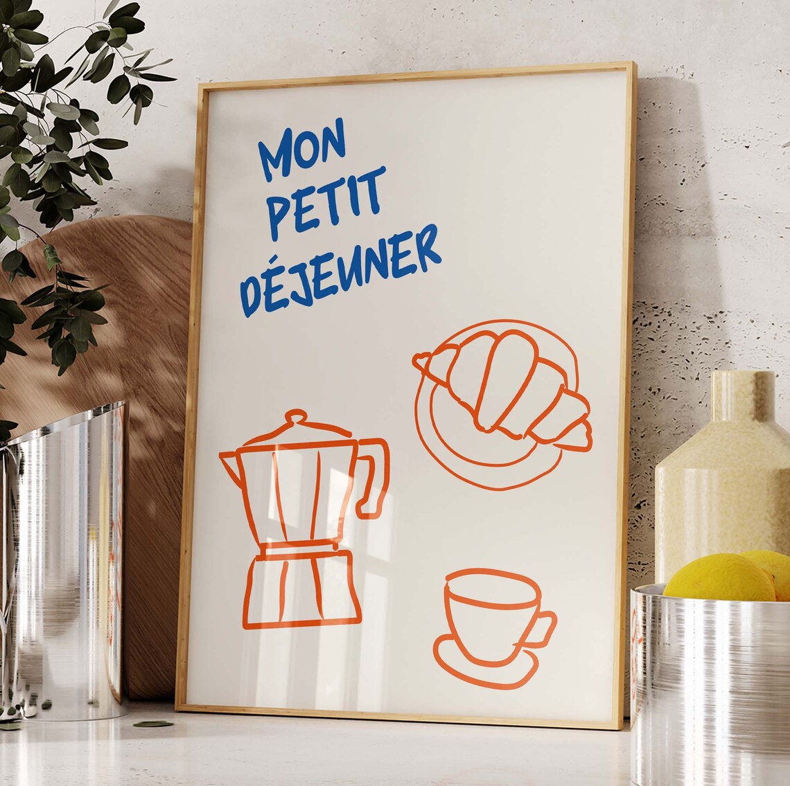 Mon Petit Dejeuner French Breakfast Coffee Croissant Art Poster - Image 2