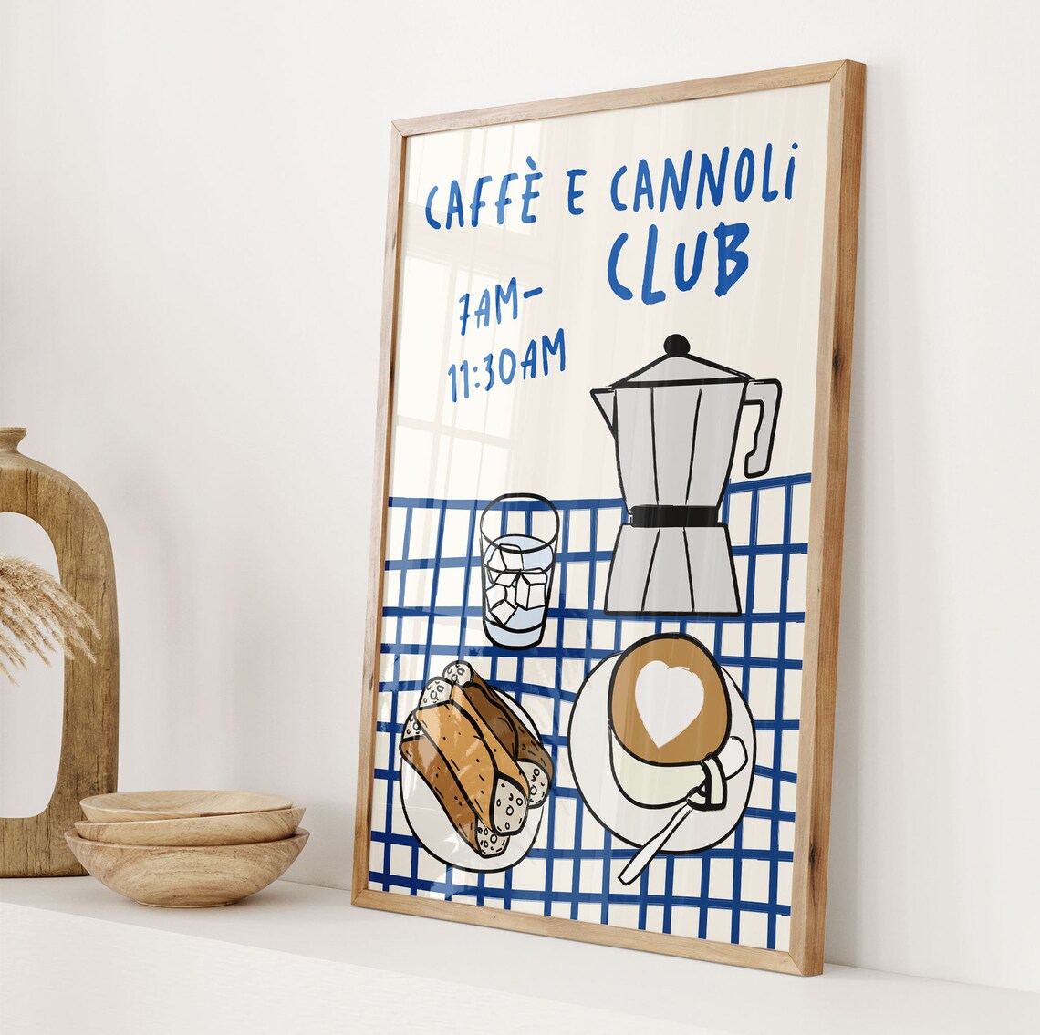 Caffe e Cannoli Club Italian Coffee Morning Ritual Kitchen Wall Art - Image 2