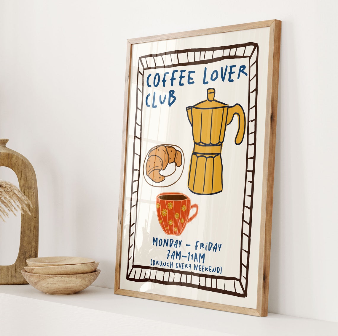 Coffee Lover Club Retro Brunch Kitchen Illustration Art Poster - Image 2