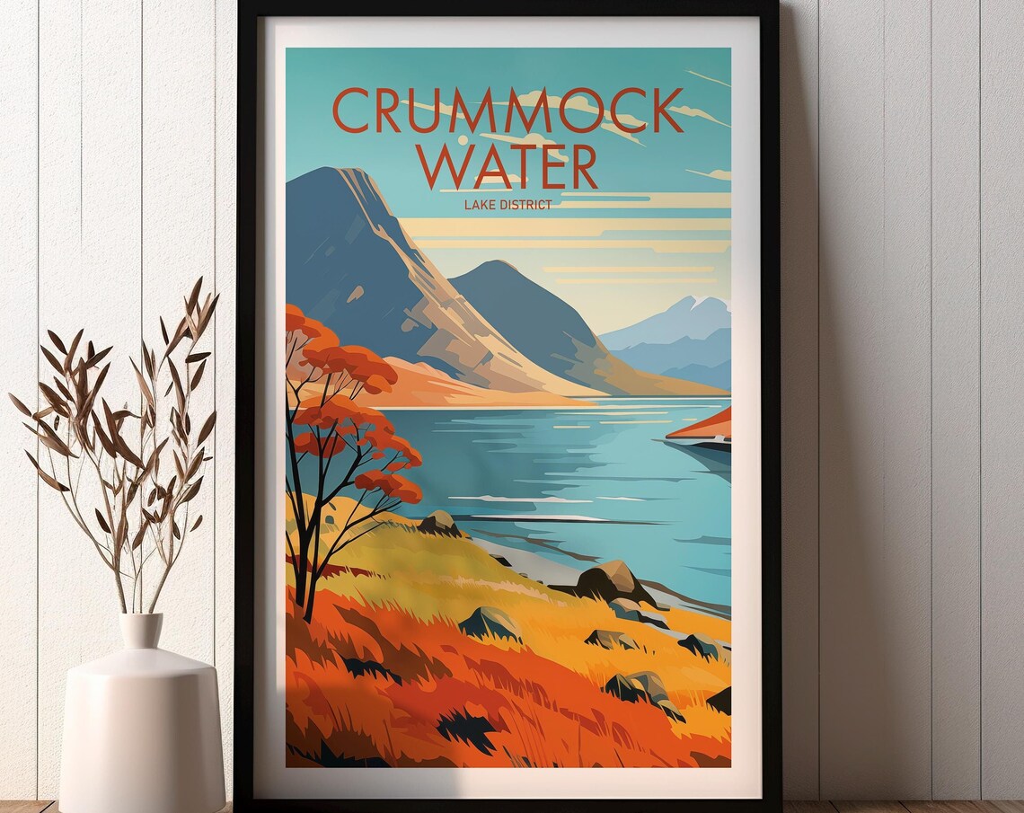 Crummock Water Travel Poster, Lake District Travel Poster